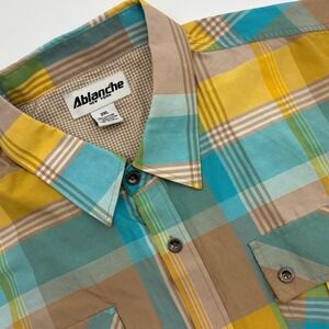 Ablanche New York Mens Plaid Short Sleeve Button Up Shirt 2XL Cotton Blend